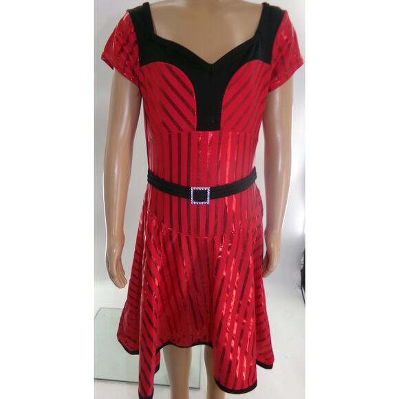 Dance Costume Medium Child Red Curtain Call J4015 Tap Jazz Musical Stripes - Picture 1 of 3